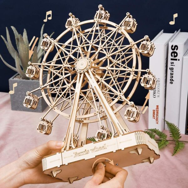 Robotime DIY Wooden Rotatable Ferris Wheel Model With Playing Music Toys For Children Birthday TGN01 - Image 2