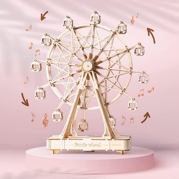 Robotime DIY Wooden Rotatable Ferris Wheel Model With Playing Music Toys For Children Birthday TGN01 - Image 9
